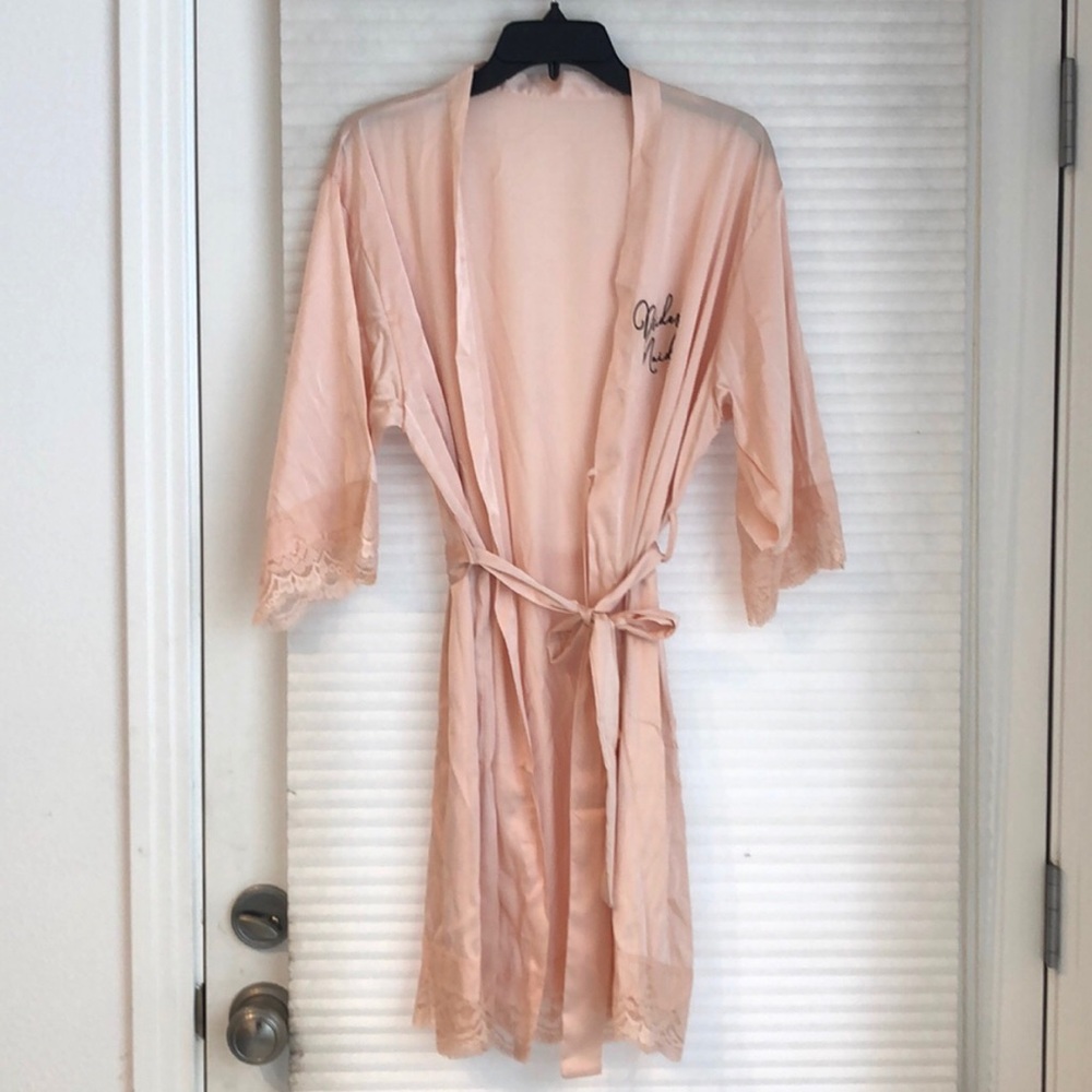 5PC SET bridesmaids pink satin robes